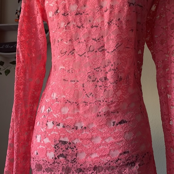 Free People Intimately Scalloped neck Lace Long sleeve Sz Large - Picture 8 of 11